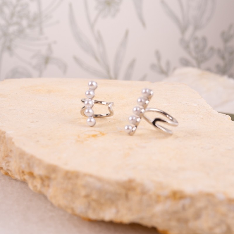 Earcuff perlas silver No 981