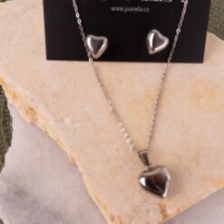 Juego de aretes y collar corazón silver No 917