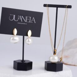 Juego de aretes y collar perla No 1053