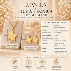 Juego Collar Mapa Colombia + Aretes Medianos - Image 3