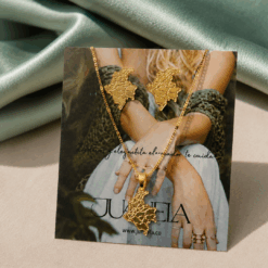 Juego Collar Mapa Colombia pequeño  + Aretes pequeño