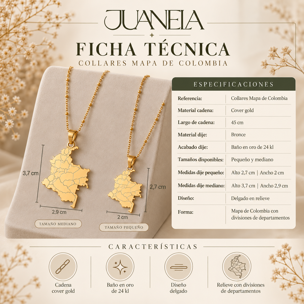Collar Mapa Colombia pequeño REF 987 - Image 5